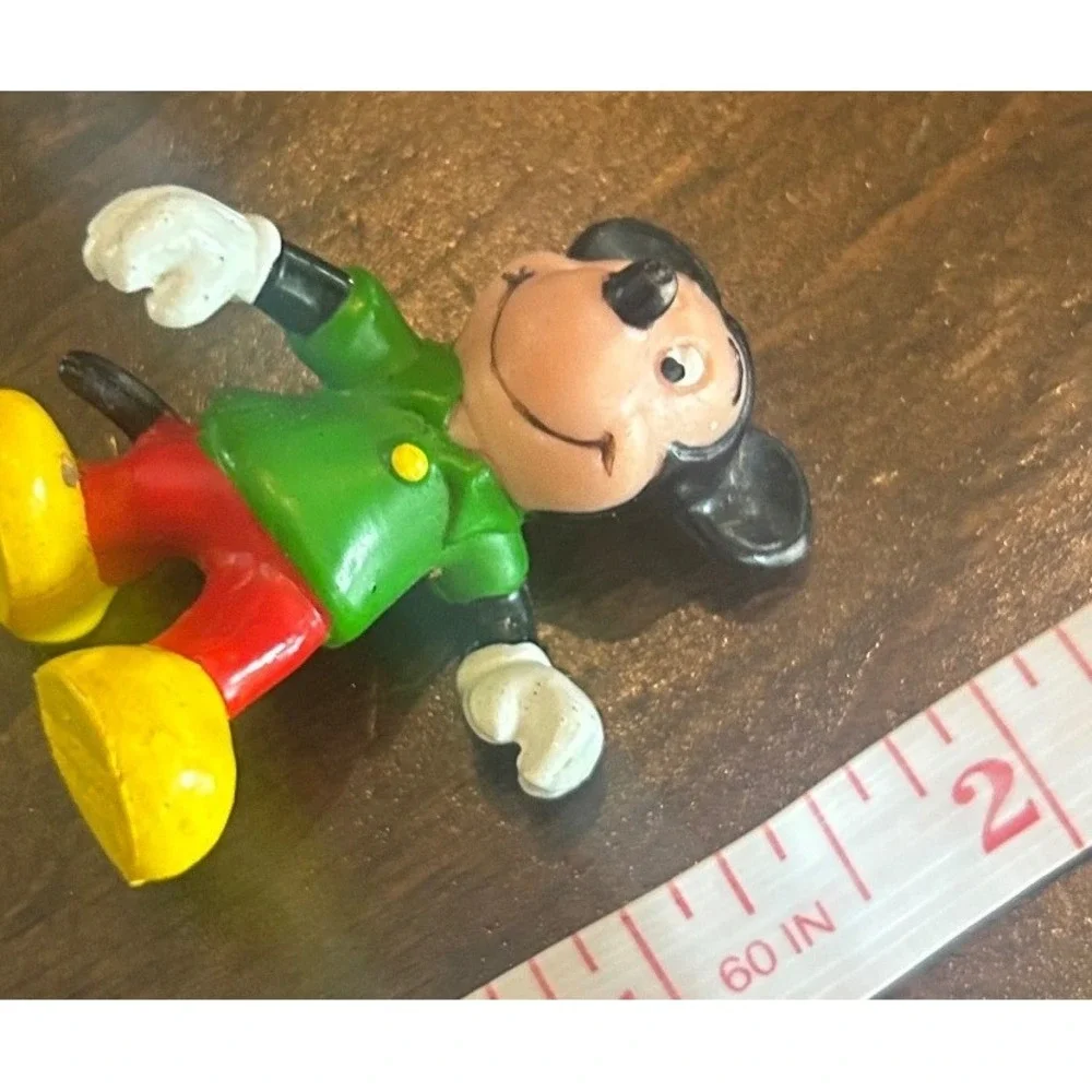 Vintage Disney Mickey Mouse Figure Green Red Yellow PVC Toy Kids Retro‎ 70s 80s
